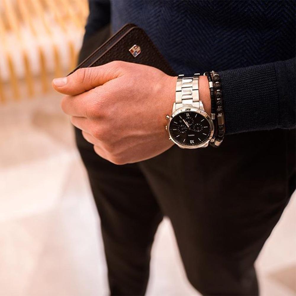  Shop Authentic Fossil Neutra Chronograph Black Dial Silver Steel Strap Watch for Men - FS5384 - Luxxuri