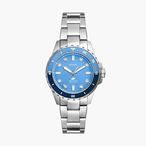  Shop Authentic Fossil Blue Dive Three Hand Blue Dial Silver Steel Strap Watch For Women - ES5353 - Luxxuri