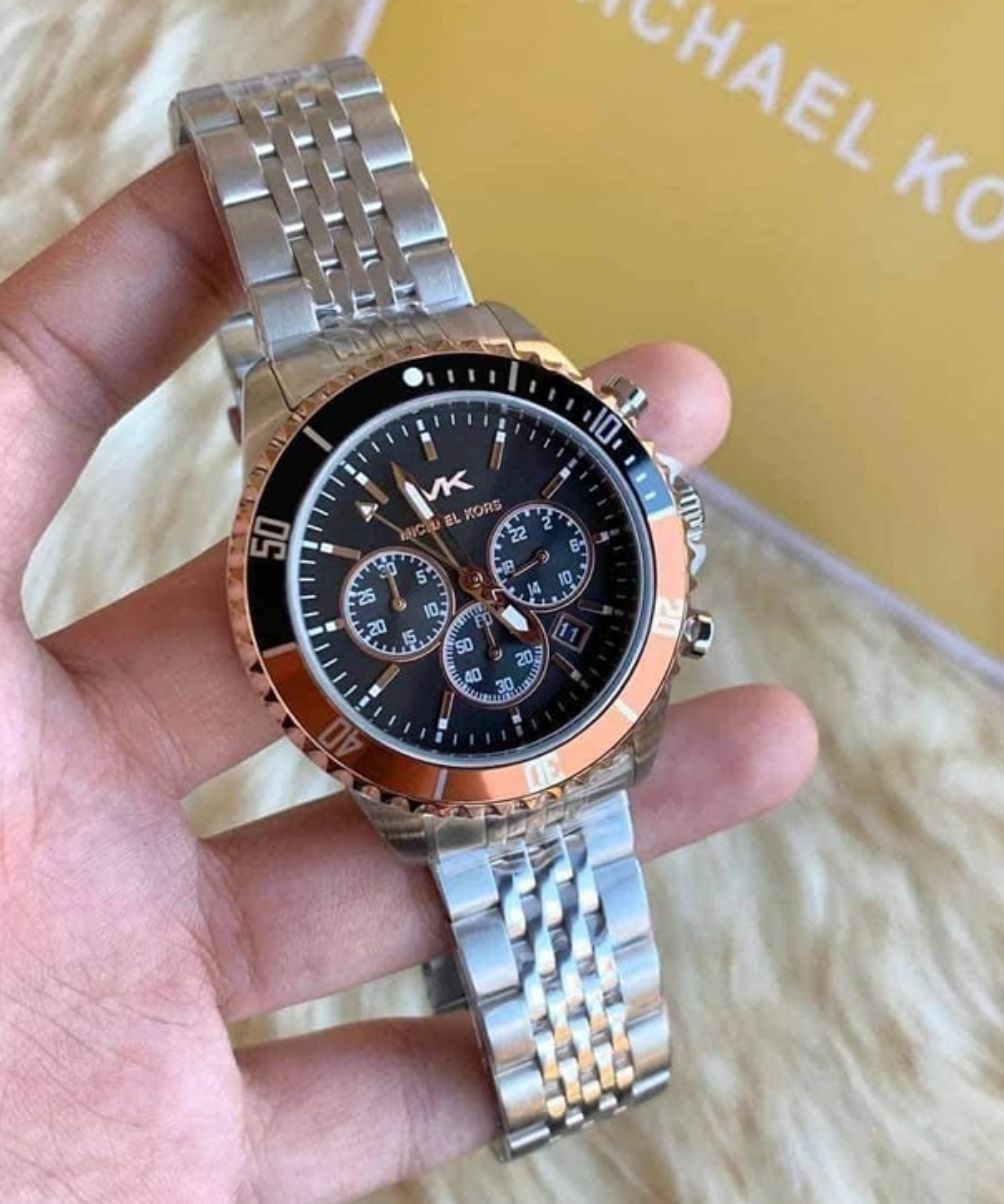  Shop Authentic Michael Kors Bayville Chronograph Black Dial Silver Steel Strap Watch For Men - MK8725 - Luxxuri