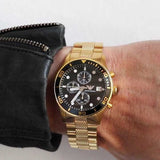  Shop Authentic Emporio Armani Chronograph Black Dial Gold Steel Strap Watch For Men - AR5857 - Luxxuri