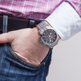 Shop Authentic Fossil Grant Chronograph Black Dial Silver Steel Strap Watch for Men - FS4736 - Luxxuri