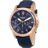  Shop Authentic Fossil Grant Chronograph Blue Dial Blue Leather Strap Watch for Men - FS4835 - Luxxuri