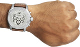  Shop Authentic Fossil Modern Machine White Dial Brown Leather Strap Watch for Men - FS4929 - Luxxuri