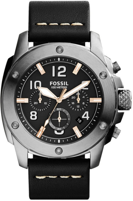  Shop Authentic Fossil Modern Machine Chronograph Black Dial Black Leather Strap Watch for Men - FS4928 - Luxxuri