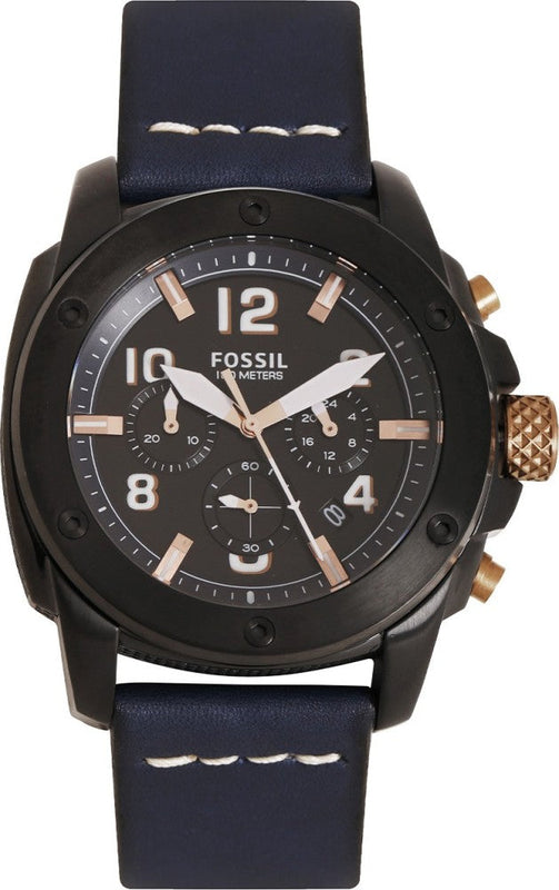 Shop Authentic Fossil Modern Machine Chronograph Black Dial Blue Leather Strap Watch for Men - FS5066 - Luxxuri