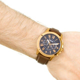  Shop Authentic Fossil Grant Chronograph Blue Dial Brown Leather Strap Watch for Men - FS5068 - Luxxuri