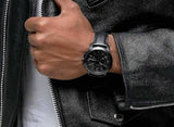  Shop Authentic Fossil Grant Chronograph Black Dial Black Leather Strap Watch for Men - FS5132 - Luxxuri