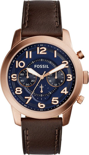 Shop Authentic Fossil Pilot 54 Chronograph Blue Dial Brown Leather Strap Watch for Men - FS5204 - Luxxuri