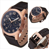  Shop Authentic Fossil Pilot 54 Chronograph Blue Dial Brown Leather Strap Watch for Men - FS5204 - Luxxuri