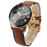  Shop Authentic Fossil Grant Sport Chronograph Blue Dial Brown Leather Strap Watch for Men - FS5268 - Luxxuri