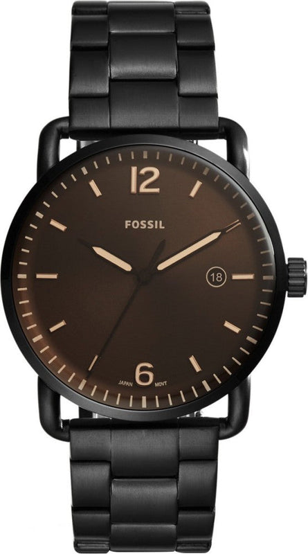  Shop Authentic Fossil The Commuter Brown Dial Black Steel Strap Watch for Men - FS5277 - Luxxuri