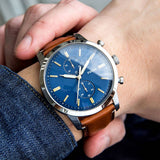  Shop Authentic Fossil Townsman Chronograph Blue Dial Brown Leather Strap Watch for Men - FS5279 - Luxxuri