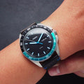 Fossil Sport 54 Day Date Black Dial Black Leather Strap Watch for Men - FS5321