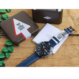  Shop Authentic Fossil Grant Chronograph Blue Dial Blue Leather Strap Watch for Men - FS5373 - Luxxuri