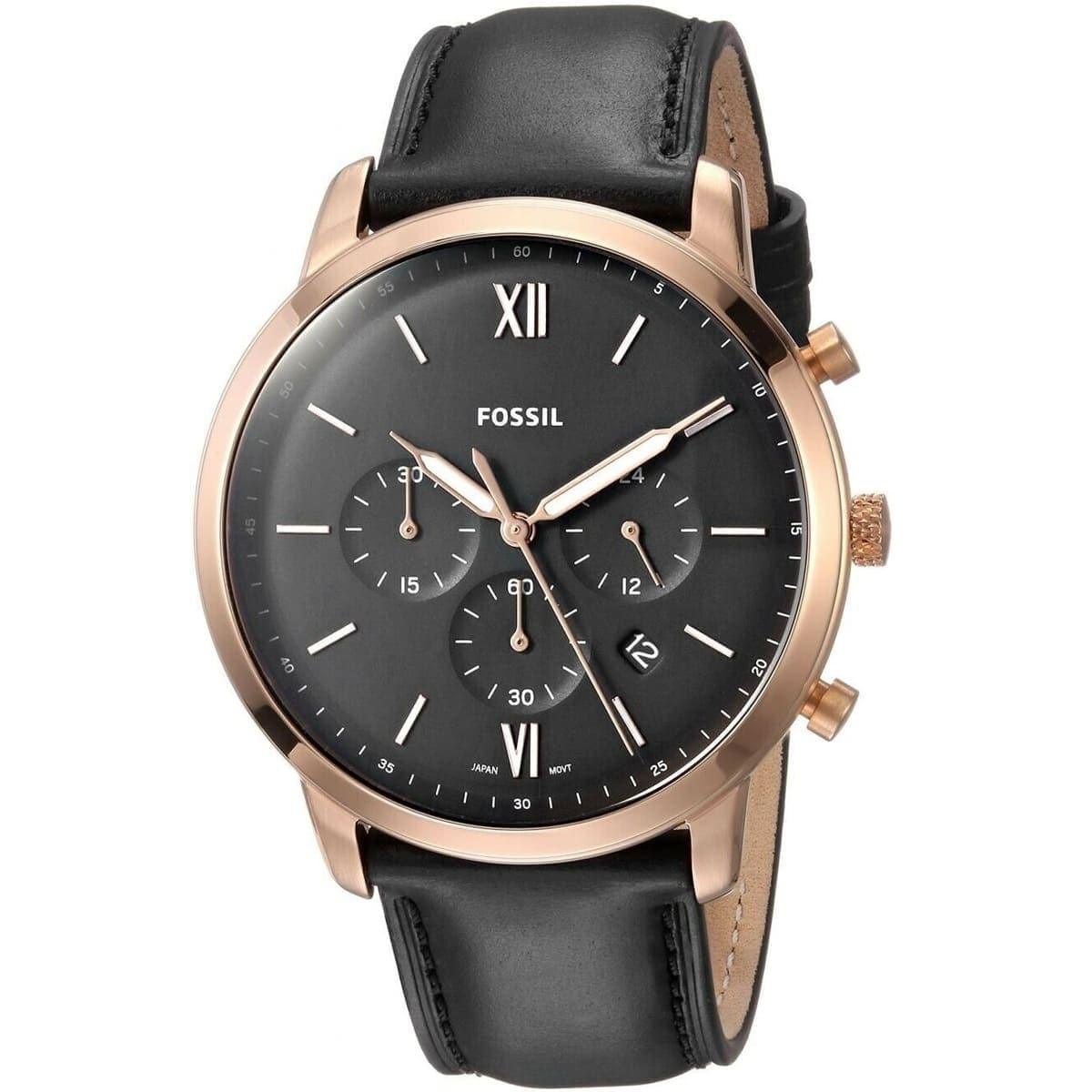  Shop Authentic Fossil Neutra Chronograph Black Dial Black Leather Strap Watch for Men - FS5381 - Luxxuri