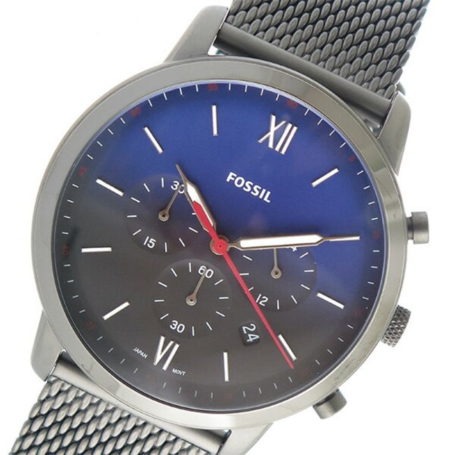 Shop Authentic Fossil Neutra Chronograph Blue Dial Silver Mesh Bracelet Watch for Men - FS5383 - Luxxuri