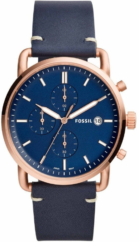  Shop Authentic Fossil The Commuter Blue Dial Blue Leather Strap Watch for Men - FS5404 - Luxxuri