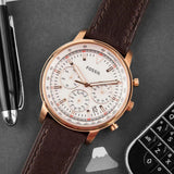  Shop Authentic Fossil Goodwin Chronograph White Dial Brown Leather Strap Watch for Men - FS5415 - Luxxuri