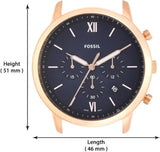  Shop Authentic Fossil Neutra Chronograph Blue Dial Blue Leather Strap Watch for Men - FS5454 - Luxxuri