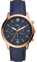  Shop Authentic Fossil Neutra Chronograph Blue Dial Blue Leather Strap Watch for Men - FS5454 - Luxxuri