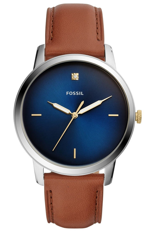  Shop Authentic Fossil The Minimalist 3H Blue Dial Brown Leather Strap Watch for Men - FS5499 - Luxxuri