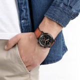  Shop Authentic Fossil Goodwin Luggage Chronograph Black Dial Brown Leather Strap Watch for Men - FS5501 - Luxxuri