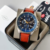  Shop Authentic Fossil Dillinger Luggage Chronograph Blue Dial Brown Leather Strap Watch for Men - FS5675 - Luxxuri