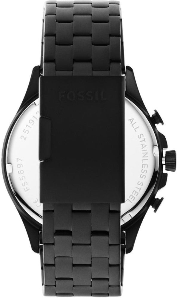  Shop Authentic Fossil Forrester Chronograph Black Dial Black Steel Strap Watch for Men - FS5697 - Luxxuri