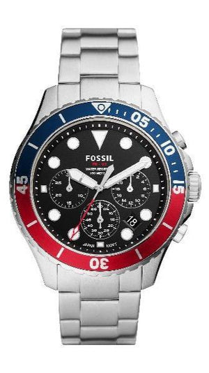  Shop Authentic Fossil FB-03 Chronograph Black Dial Silver Steel Strap Watch for Men - FS5767 - Luxxuri