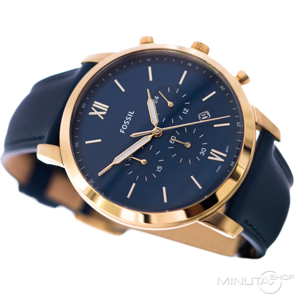  Shop Authentic Fossil Neutra Chronograph Blue Dial Blue Leather Strap Watch for Men - FS5790 - Luxxuri