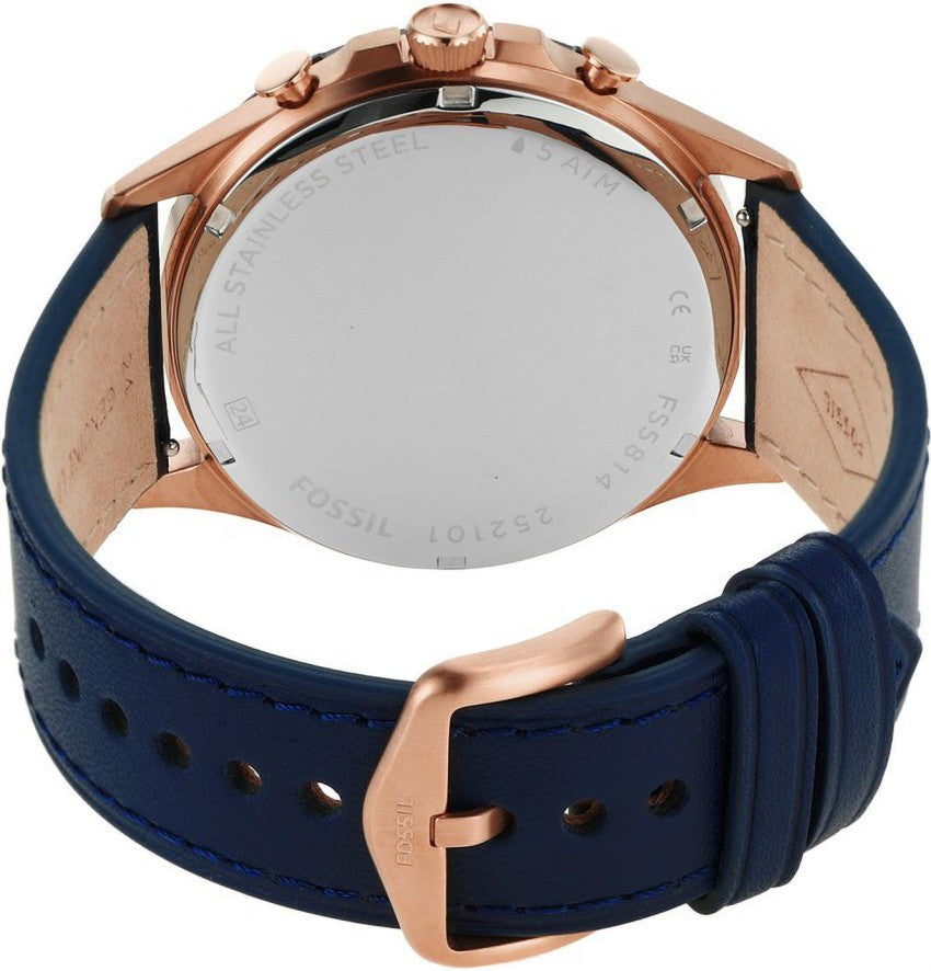 Shop Authentic Fossil Forrester Chronograph Blue Dial Blue Leather Strap Watch for Men - FS5814 - Luxxuri