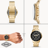  Shop Authentic Fossil FB-01 Chronograph Black Dial Gold Steel Strap Watch for Men - FS5836 - Luxxuri