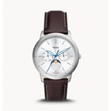  Shop Authentic Fossil Neutra Minimalist Moonphase Silver Dial Brown Leather Strap Watch for Men - FS5905 - Luxxuri