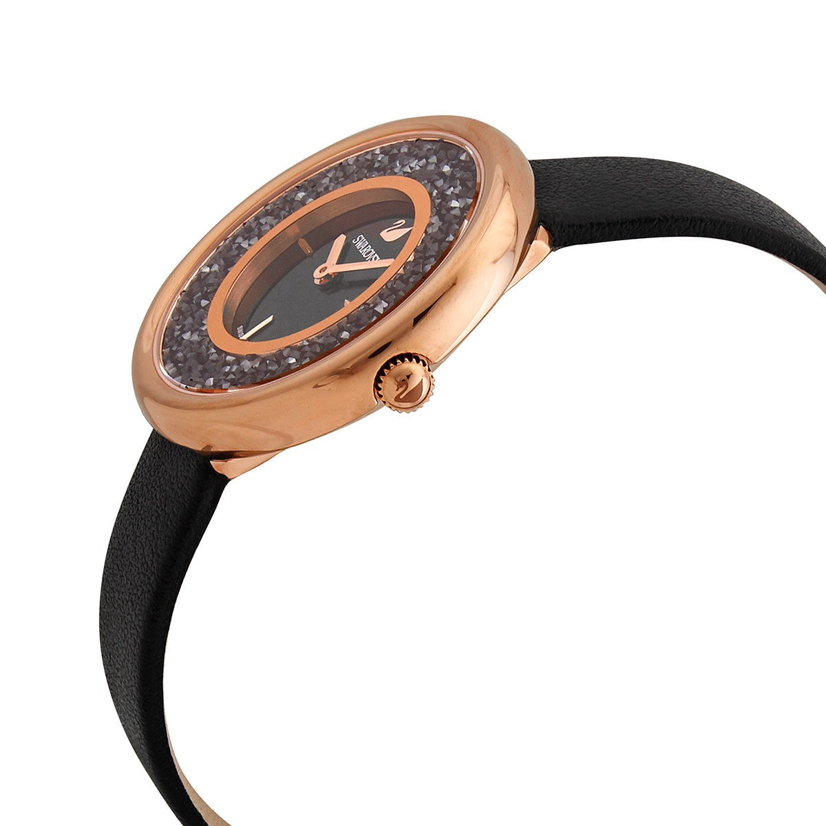  Shop Authentic Swarovski Crystalline Pure Black Dial Black Leather Strap Watch for Women - 5275043 - Luxxuri