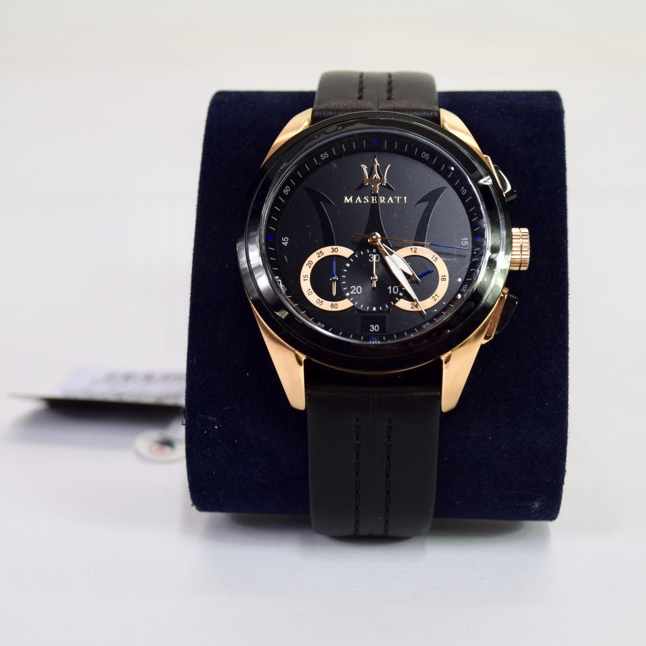  Shop Authentic Maserati Traguardo 45mm Black Dial Watch Black Strap For Men - R8871612025 - Luxxuri