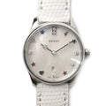  Shop Authentic Gucci G-Timeless Mother of Pearl White Dial White Leather Strap Watch For Women - YA126597 - Luxxuri