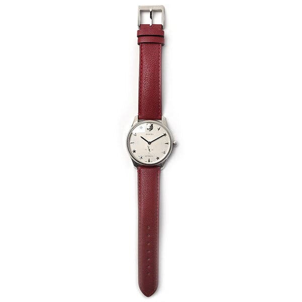  Shop Authentic Gucci G Timeless Automatic Silver Dial Red Leather Strap Watch For Men - YA126346 - Luxxuri