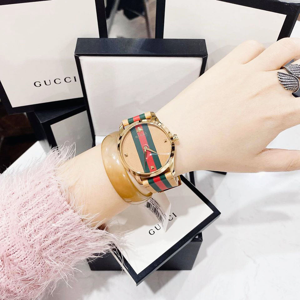  Shop Authentic Gucci G Timeless Quartz Brown Dial Brown Leather Strap Unisex Watch - YA1264077 - Luxxuri