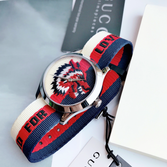  Shop Authentic Gucci G Timeless Quartz White Red Blue Dial Multicolored NATO Strap Watch For Men - YA1264059 - Luxxuri