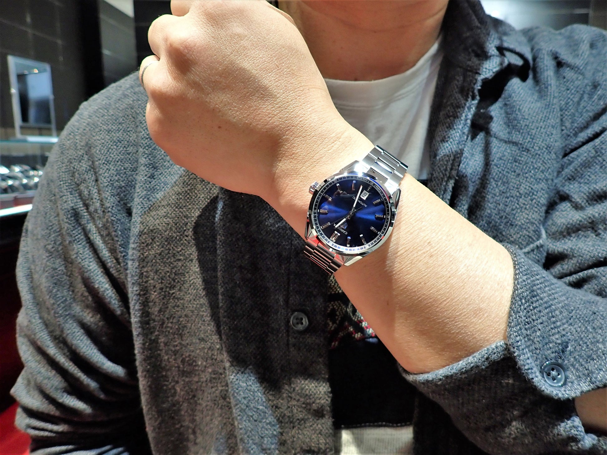  Shop Authentic Tag Heuer Carrera Date Blue Dial Silver Steel Strap Watch for Men - WBN2112.BA0639 - Luxxuri