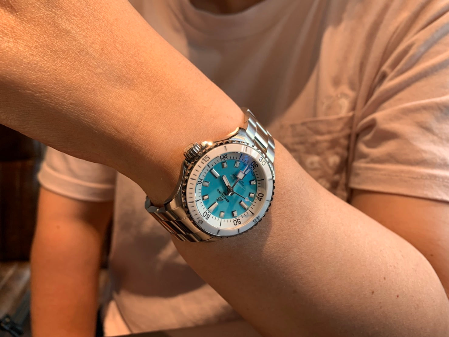  Shop Authentic Breitling Superocean Automatic 36 Turquoise Dial Silver Steel Strap Watch for Men - A17377211C1A1 - Luxxuri