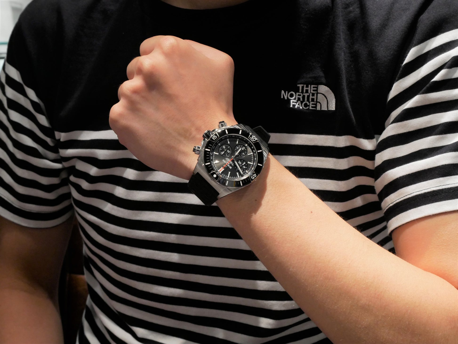  Shop Authentic Breitling Super Chronomat B01 44 Black Dial Black Rubber Strap Watch for Men - AB0136251B2S1 - Luxxuri