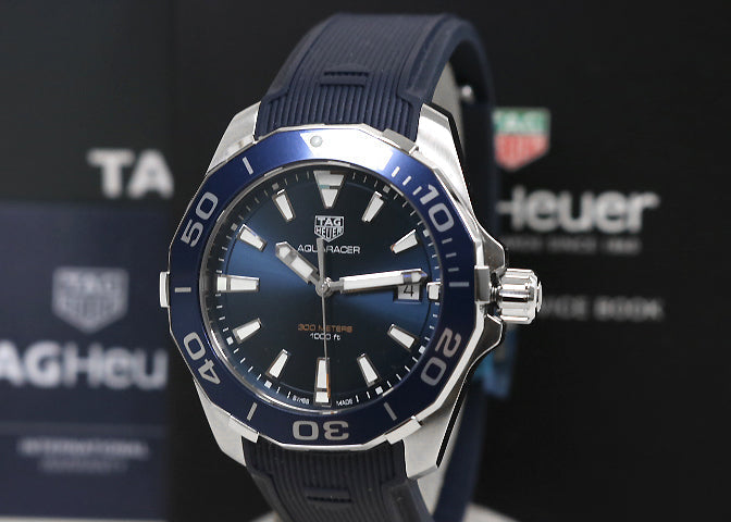  Shop Authentic Tag Heuer Aquaracer Blue Dial Blue Rubber Strap Watch for Men - WAY111C.FT6155 - Luxxuri