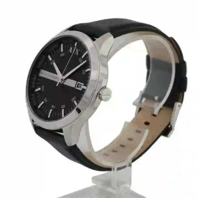  Shop Authentic Armani Exchange Hampton Chronograph Black Dial Black Leather Strap Watch For Men - AX2101 - Luxxuri