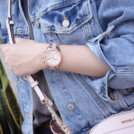  Shop Authentic Michael Kors Ritz Chronograph Mother of Pearl White Dial Two Tone Steel Strap Watch For Women - MK6769 - Luxxuri