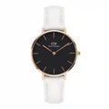  Shop Authentic Daniel Wellington Classic Petite Bondi Black Dial White Leather Strap Watch For Women - DW00100283 - Luxxuri