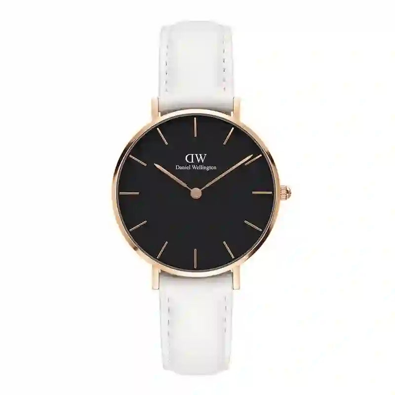  Shop Authentic Daniel Wellington Classic Petite Bondi Black Dial White Leather Strap Watch For Women - DW00100283 - Luxxuri