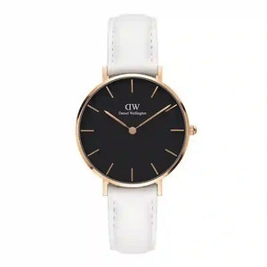  Shop Authentic Daniel Wellington Classic Petite Bondi Black Dial White Leather Strap Watch For Women - DW00100283 - Luxxuri