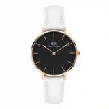  Shop Authentic Daniel Wellington Classic Petite Bondi Black Dial White Leather Strap Watch For Women - DW00100283 - Luxxuri