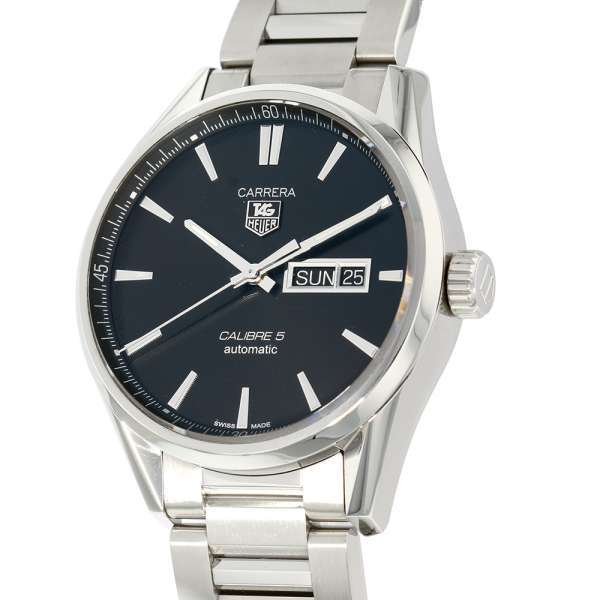  Shop Authentic Tag Heuer Carrera Calibre 5 Automatic Black Dial Silver Steel Strap Watch for Men - WAR201A.BA0723 - Luxxuri